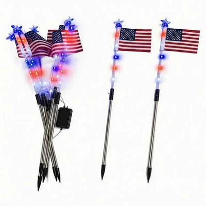 🚩8-Piece Flag Light Set – 4th of July Decorations with 8 Lighting Modes – 🎆Ideal for Independence Day Pathways, Gardens, and Yard Decor