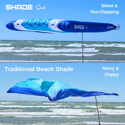 ShadeSock Wind-Inflated Beach Shade Canopy | Silent, Self-Adjusting, UPF 50+ Sun Shelter for 4 People | 8x10 ft | Anti-Flap Design
